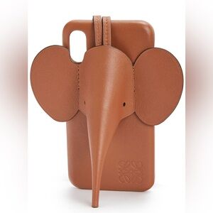 LOEWE ELEPHANT IPHONE X/XS LEATHER CROSSBODY COVER CASE - TAN, BROWN